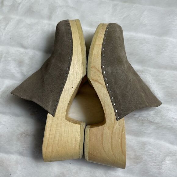 Rag & Co Darcie taupe suede clogs wooden block heels EUR 38 - Picture 4 of 11